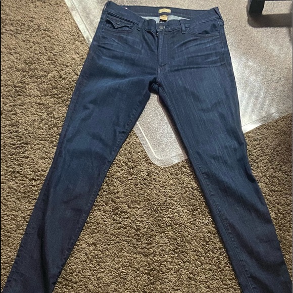 TRUE RELIGION HALLE MID RISE SUPER SKINNY JEANS. DARK BLUE - Picture 1 of 4